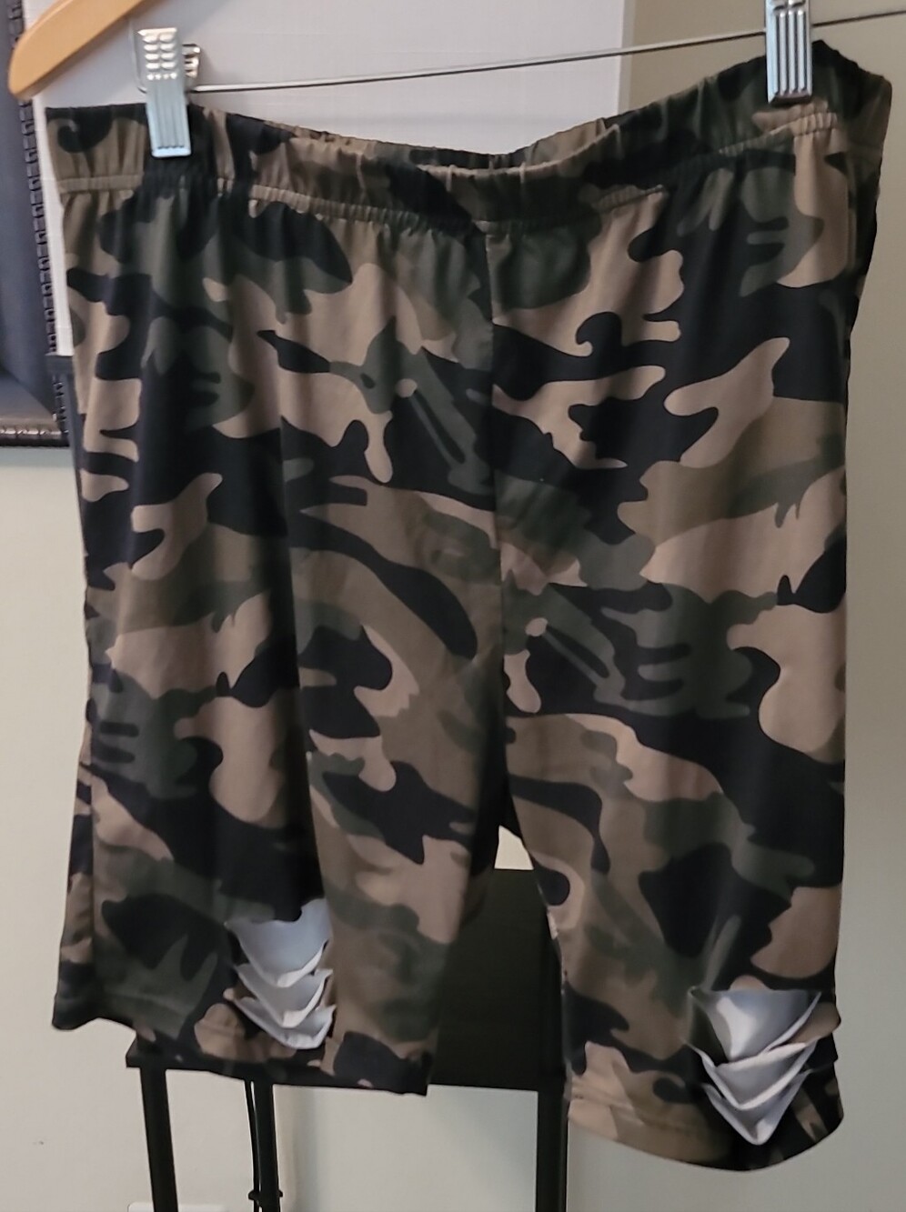 Women's Camo Athletic Shorts - Green/Tan/Black
